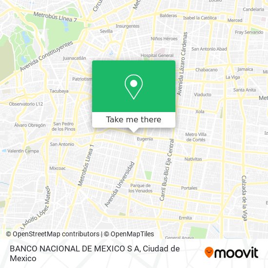 Mapa de BANCO NACIONAL DE MEXICO S A