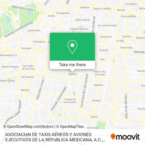 Mapa de ASOCIACIóN DE TAXIS AÉREOS Y AVIONES EJECUTIVOS DE LA REPúBLICA MEXICANA, A.C.