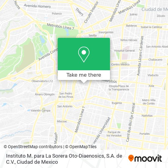 Instituto M. para La Sorera Oto-Diaenosics, S.A. de C.V. map