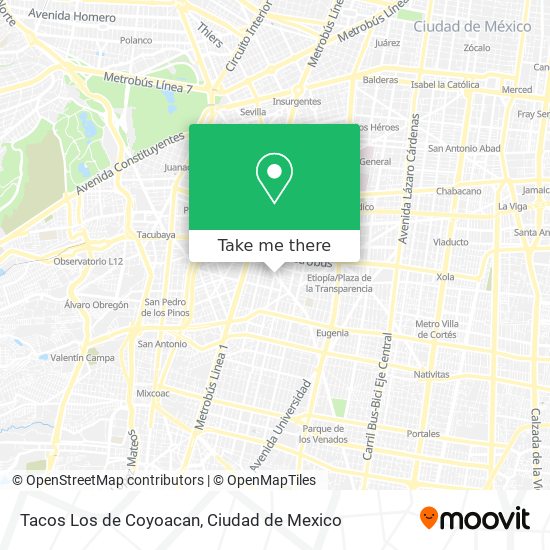 Mapa de Tacos Los de Coyoacan