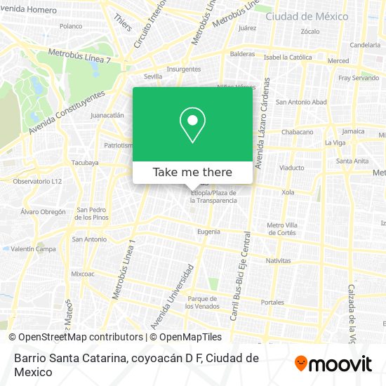 Barrio Santa Catarina, coyoacán D F map