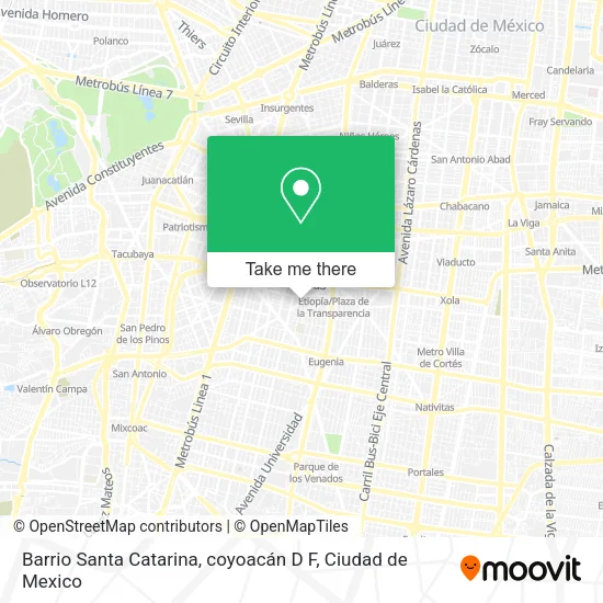 Mapa de Barrio Santa Catarina, coyoacán D F