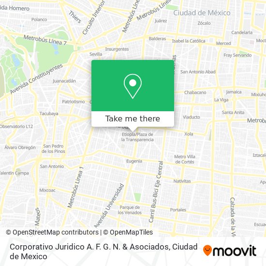 Mapa de Corporativo Juridico A. F. G. N. & Asociados