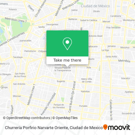 Churrería Porfirio Narvarte Oriente map