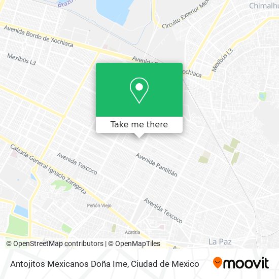 Mapa de Antojitos Mexicanos Doña Ime