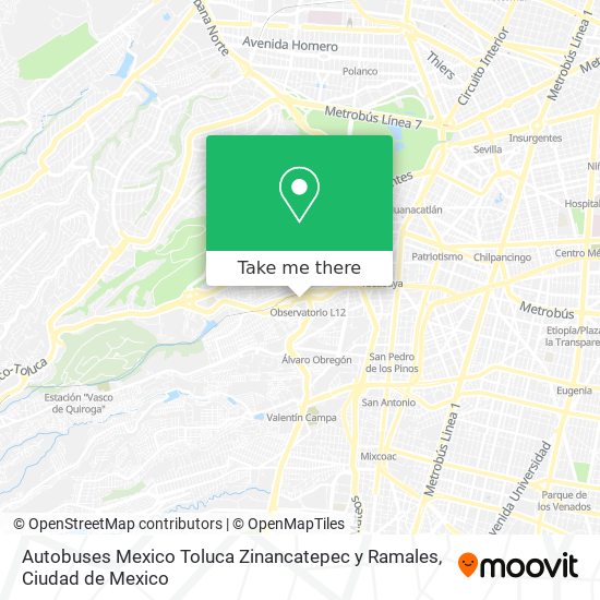 Autobuses Mexico Toluca Zinancatepec y Ramales map