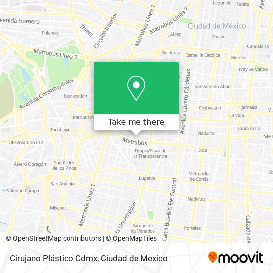 Mapa de Cirujano Plástico Cdmx