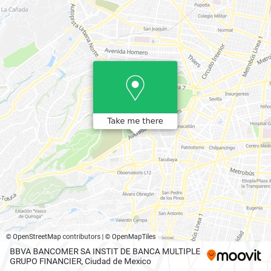 Mapa de BBVA BANCOMER SA INSTIT DE BANCA MULTIPLE GRUPO FINANCIER