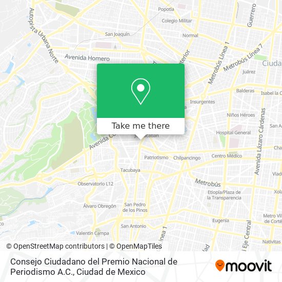 Mapa de Consejo Ciudadano del Premio Nacional de Periodismo A.C.