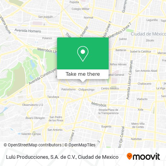 Mapa de Lulú Producciones, S.A. de C.V.