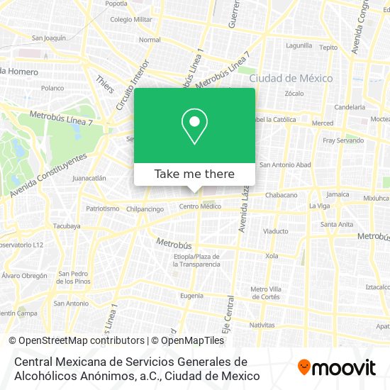 Central Mexicana de Servicios Generales de Alcohólicos Anónimos, a.C. map