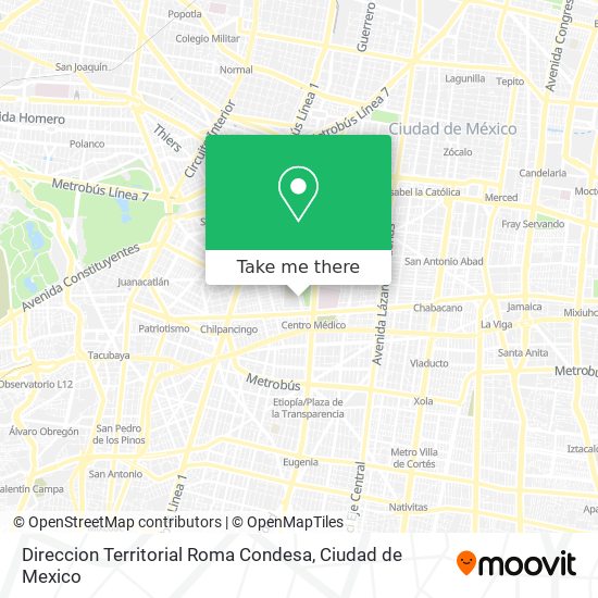 Mapa de Direccion Territorial Roma Condesa