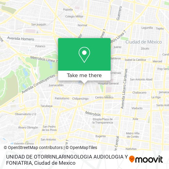 Mapa de UNIDAD DE OTORRINLARINGOLOGIA AUDIOLOGIA Y FONIATRIA