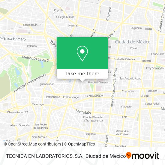 TECNICA EN LABORATORIOS, S.A. map