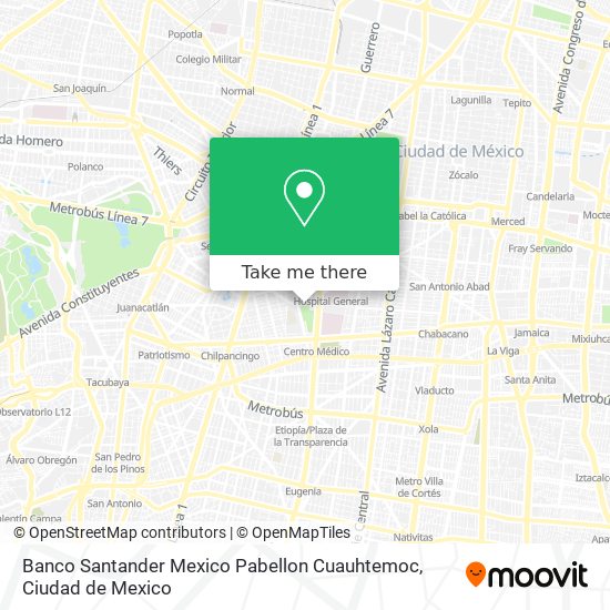 Mapa de Banco Santander Mexico Pabellon Cuauhtemoc