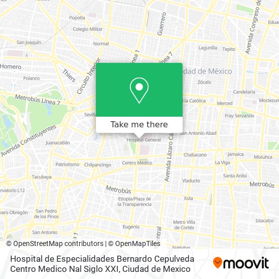 Hospital de Especialidades Bernardo Cepulveda Centro Medico Nal Siglo XXI map