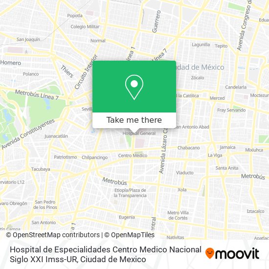 Mapa de Hospital de Especialidades Centro Medico Nacional Siglo XXI Imss-UR