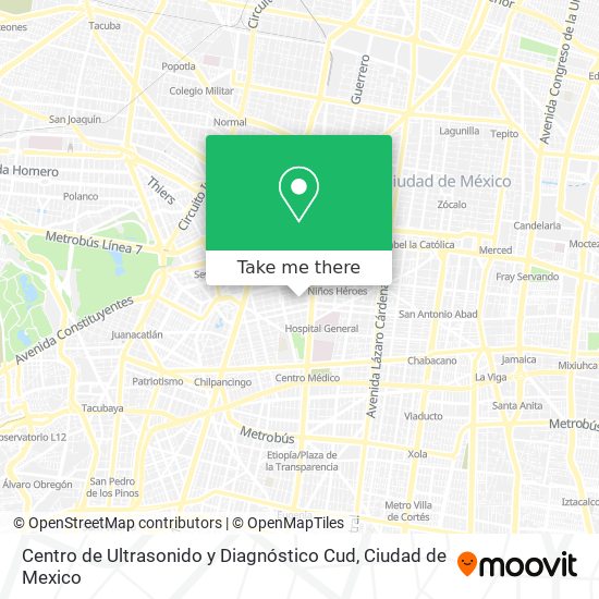 Mapa de Centro de Ultrasonido y Diagnóstico Cud