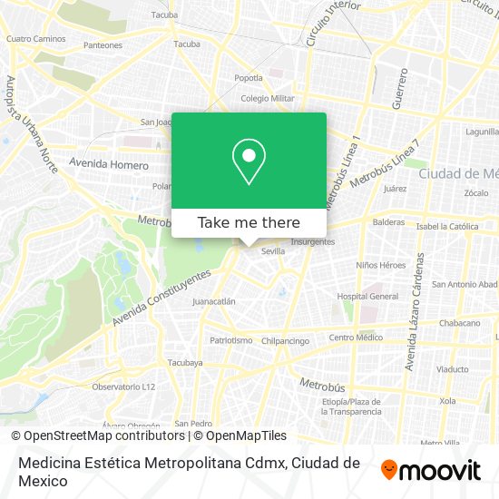 Mapa de Medicina Estética Metropolitana Cdmx