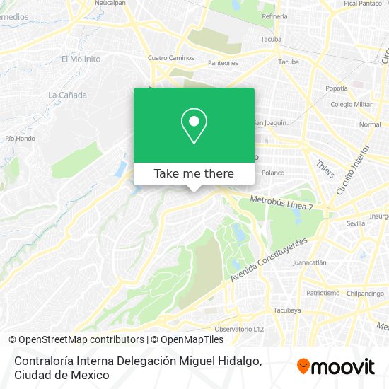 Contraloría Interna Delegación Miguel Hidalgo map