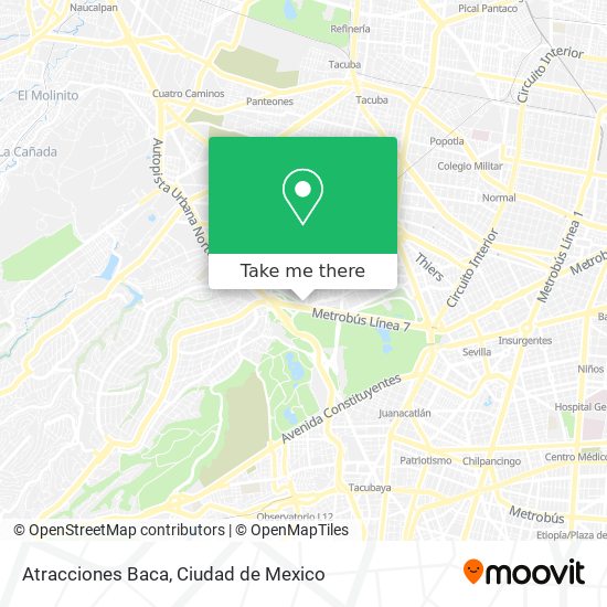 Atracciones Baca map