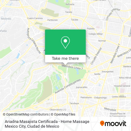 Mapa de Ariadna Masajista Certificada - Home Massage Mexico City