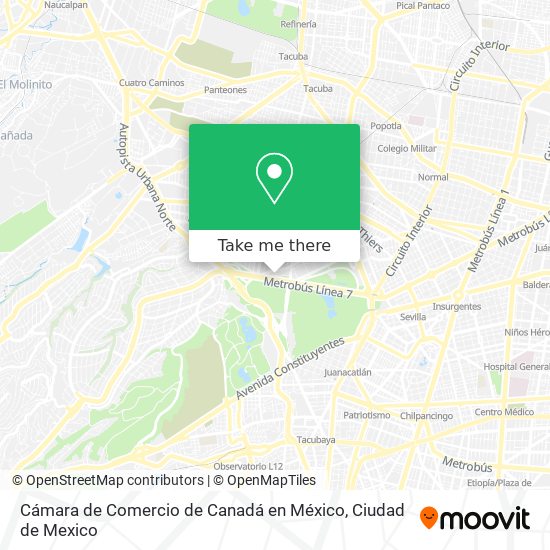 Cámara de Comercio de Canadá en México map