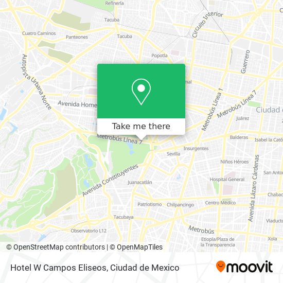 Hotel W Campos Eliseos map