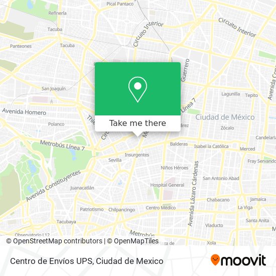 Mapa de Centro de Envíos UPS