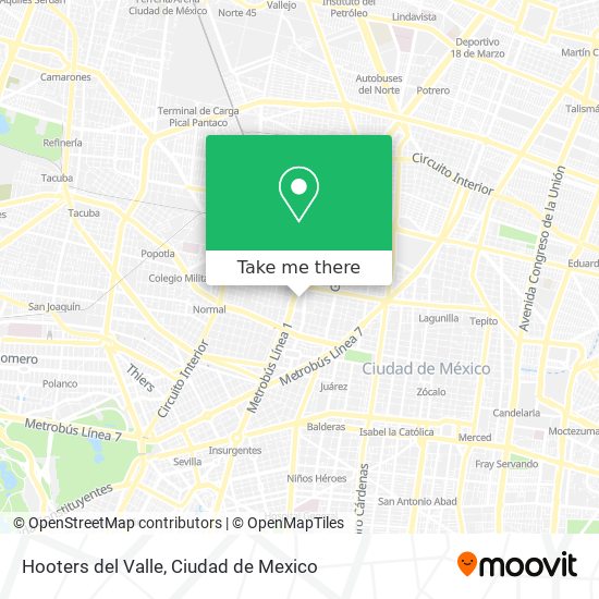 Hooters del Valle map