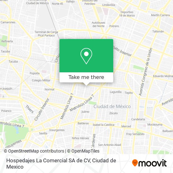 Mapa de Hospedajes La Comercial SA de CV