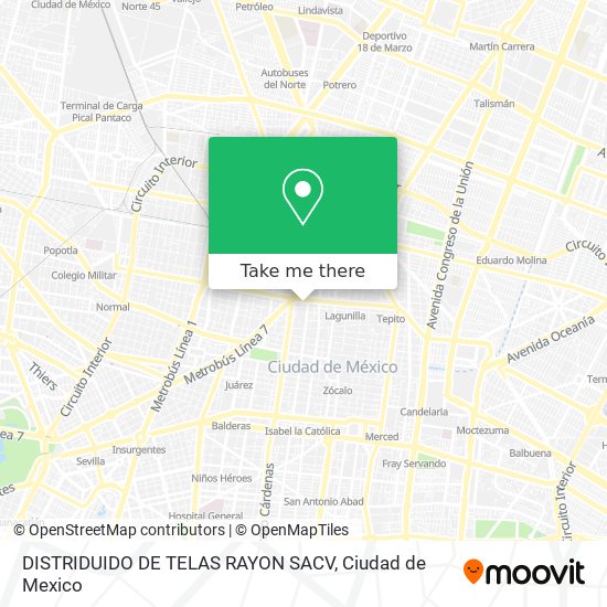 Mapa de DISTRIDUIDO DE TELAS RAYON SACV