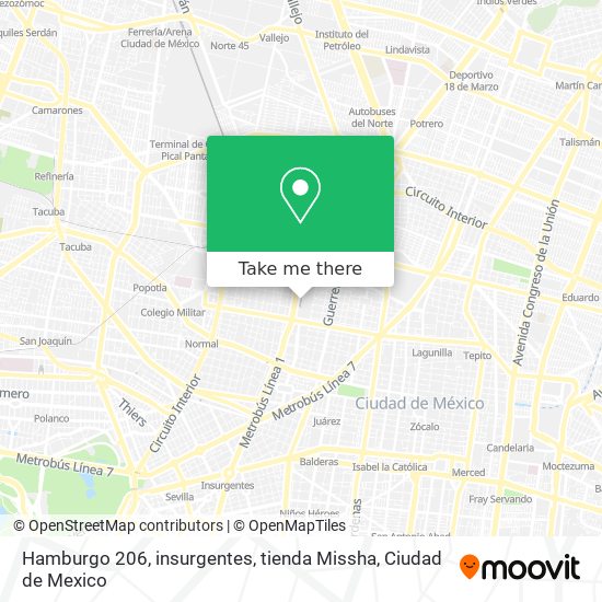 Mapa de Hamburgo 206, insurgentes, tienda Missha