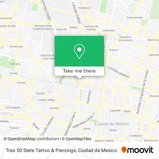 Mapa de Tres 50 Siete Tattoo & Piercings