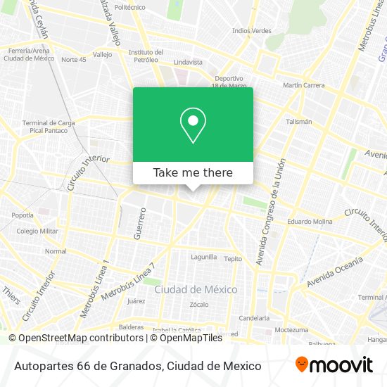 Autopartes 66 de Granados map