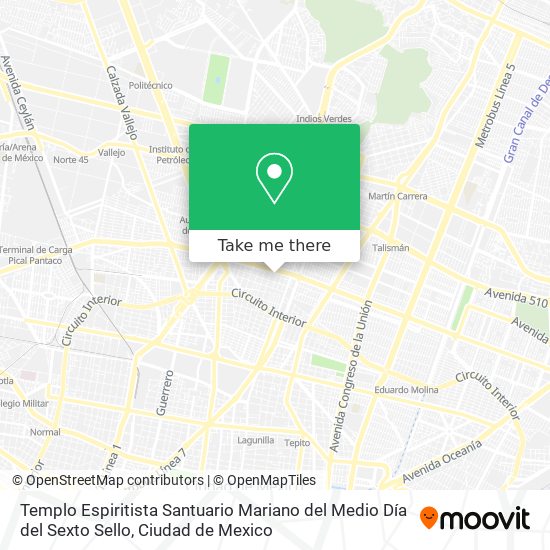 Mapa de Templo Espiritista Santuario Mariano del Medio Día del Sexto Sello