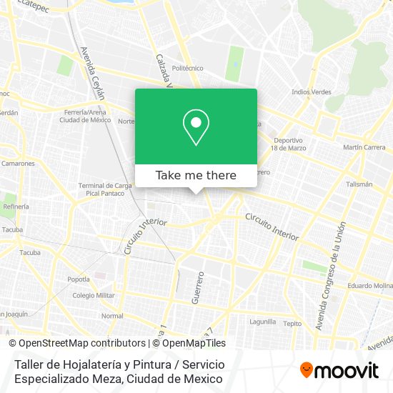 Mapa de Taller de Hojalatería y Pintura / Servicio Especializado Meza
