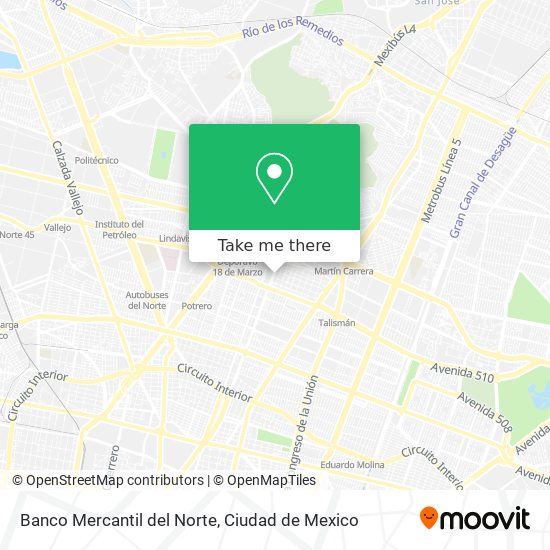 Mapa de Banco Mercantil del Norte