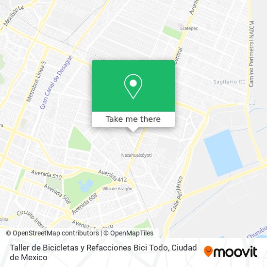 Mapa de Taller de Bicicletas y Refacciones Bici Todo