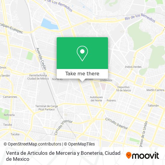 Mapa de Venta de Articulos de Merceria y Boneteria