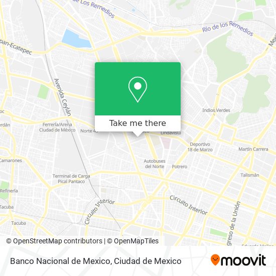 Mapa de Banco Nacional de Mexico