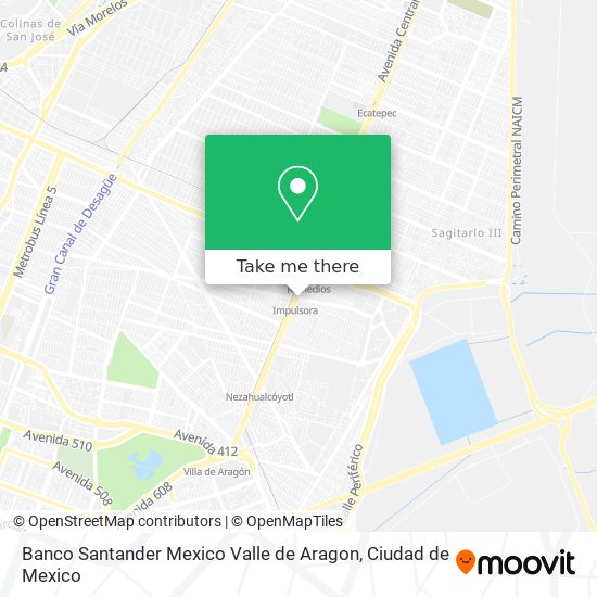 Banco Santander Mexico Valle de Aragon map