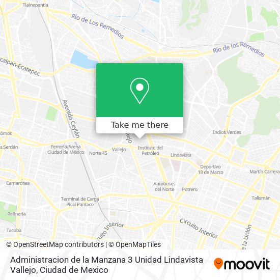 Administracion de la Manzana 3 Unidad Lindavista Vallejo map