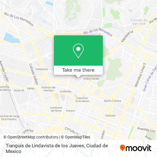 Mapa de Tianguis de Lindavista de los Jueves