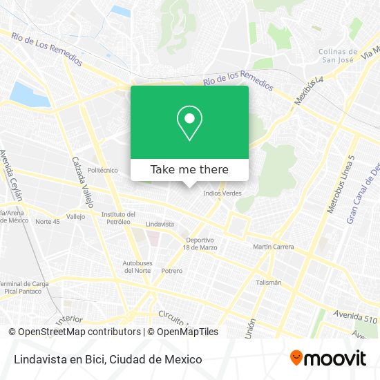 Mapa de Lindavista en Bici