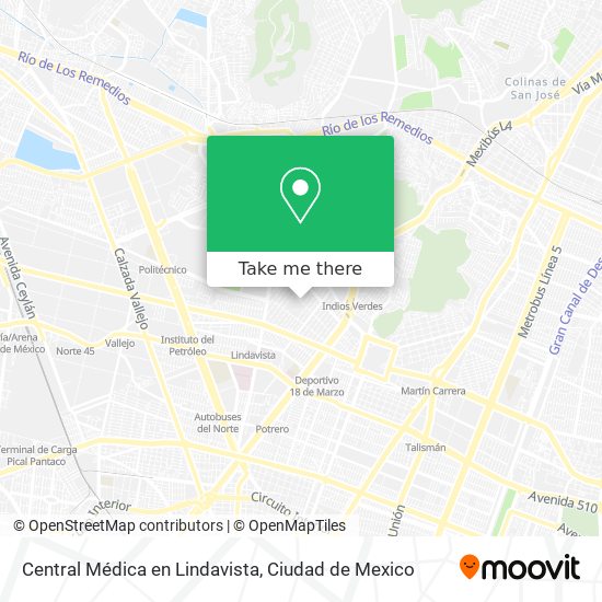 Mapa de Central Médica en Lindavista