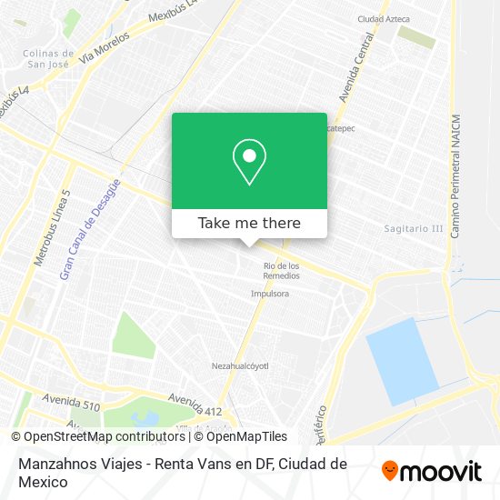 Mapa de Manzahnos Viajes - Renta Vans en DF