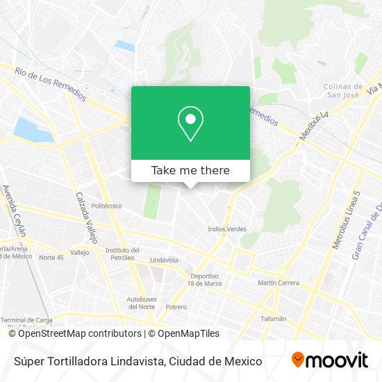 Mapa de Súper Tortilladora Lindavista