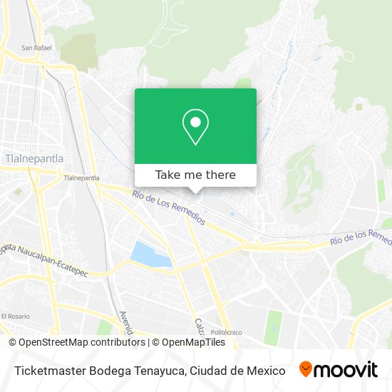 Ticketmaster Bodega Tenayuca map
