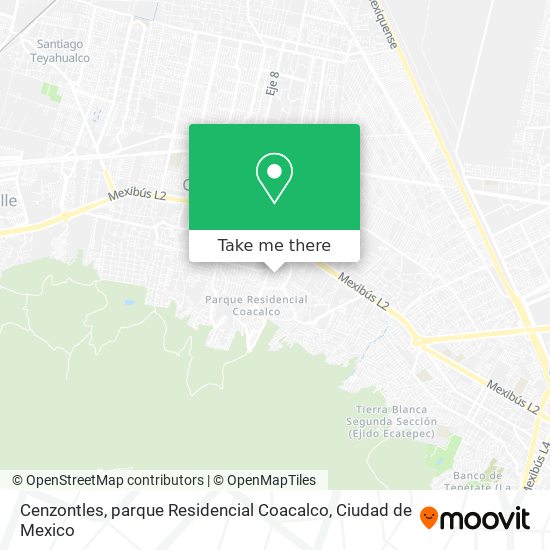 Mapa de Cenzontles, parque Residencial Coacalco